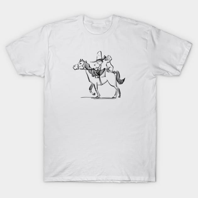 Boy, Horse, and Dog T-Shirt by Jason's Doodles